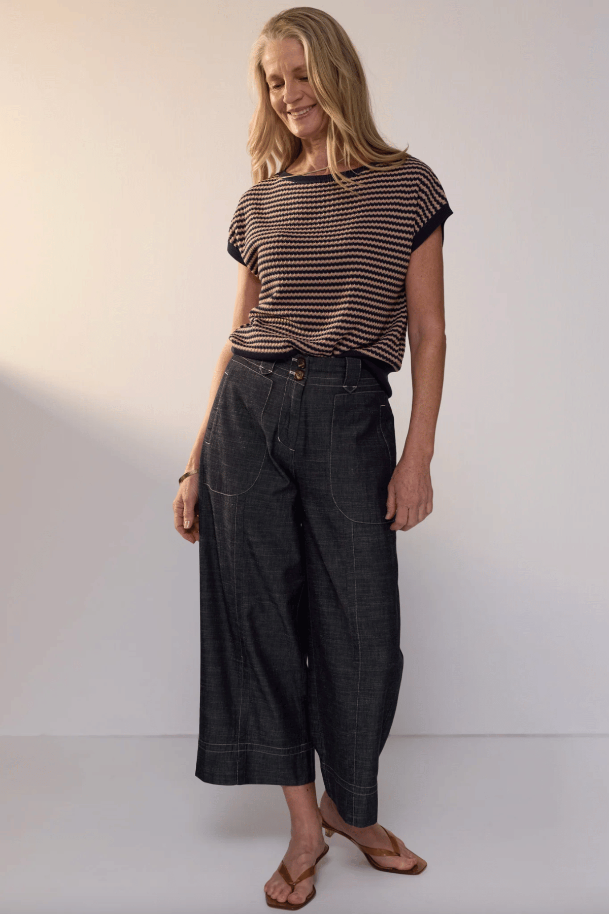Naia Wobble Stripe Tee Ink Clay