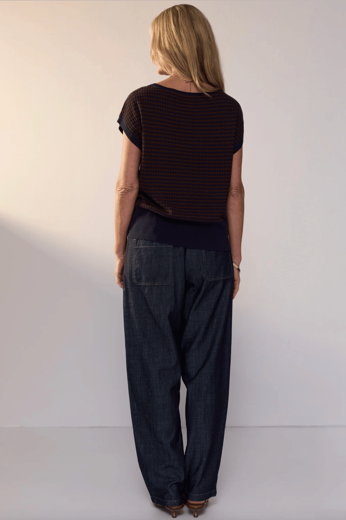 Naia Wobble Stripe Tee Ink Choc