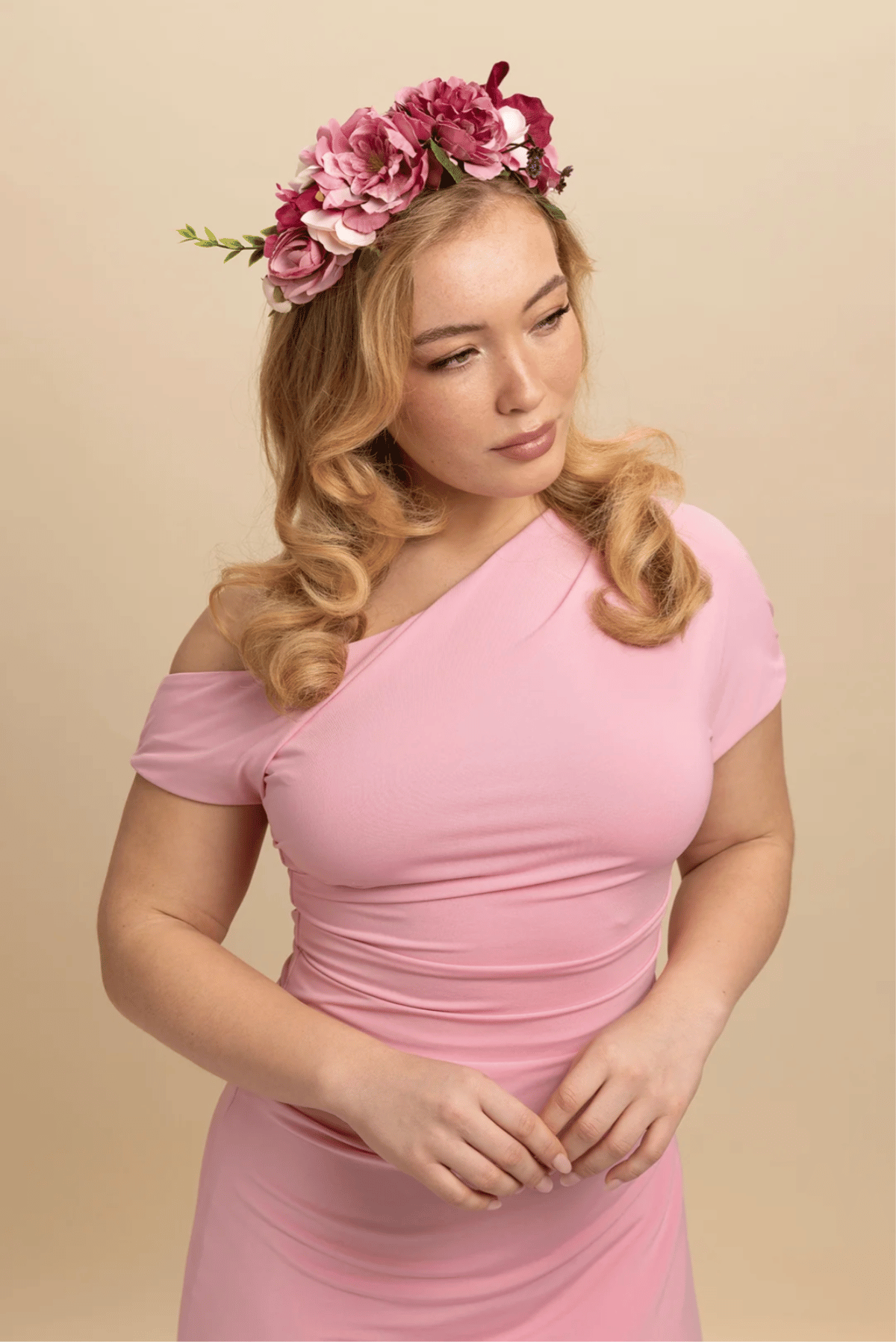 Dori Flower Crown in Hot Pink