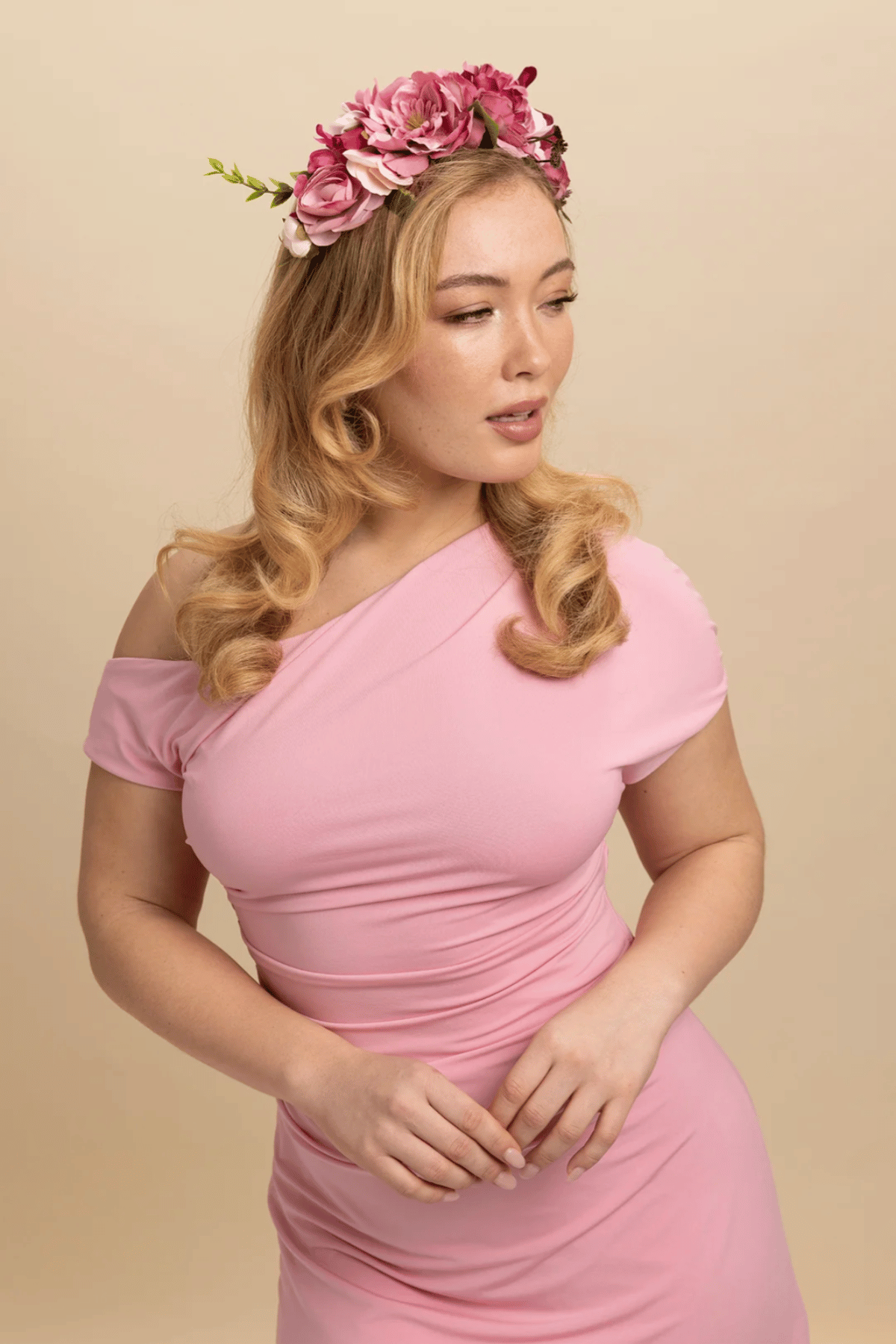 Dori Flower Crown in Hot Pink