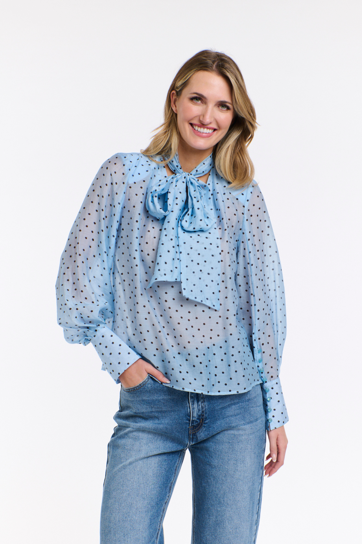 Milla Pussy Bow Blouse Bluebell