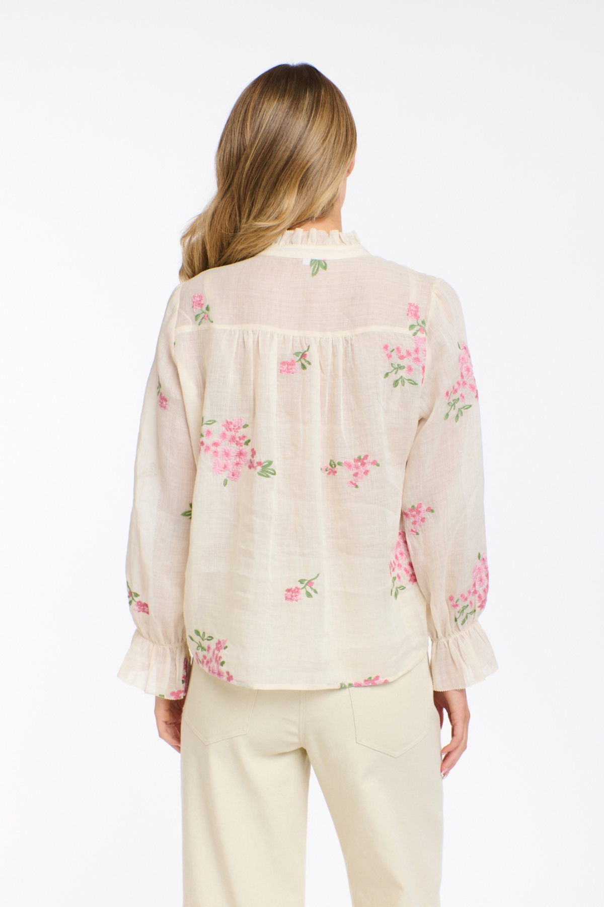 Tess Floral Blouse Ecru Pink