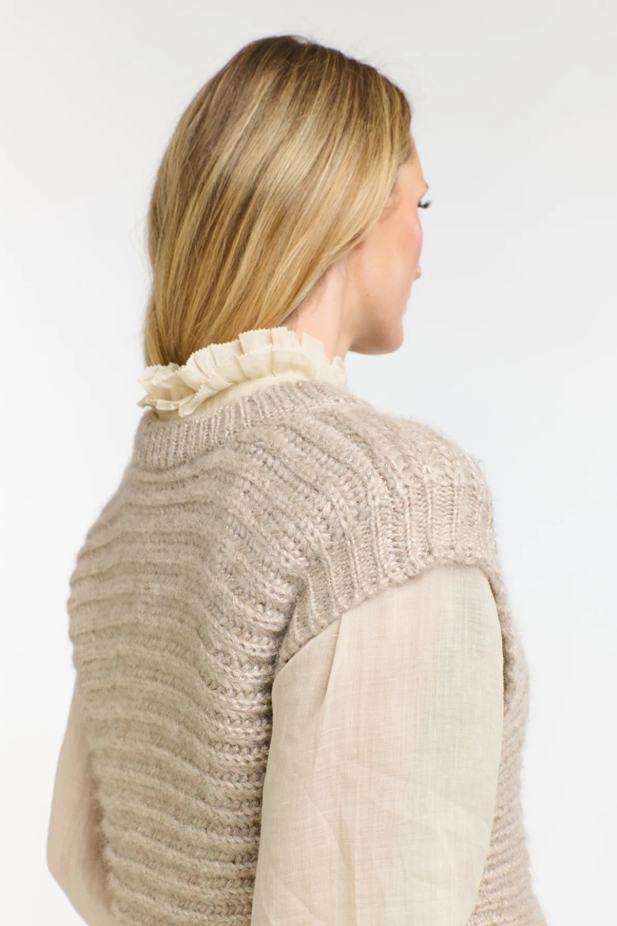 Ellis Lurex Knit Vest Champagne