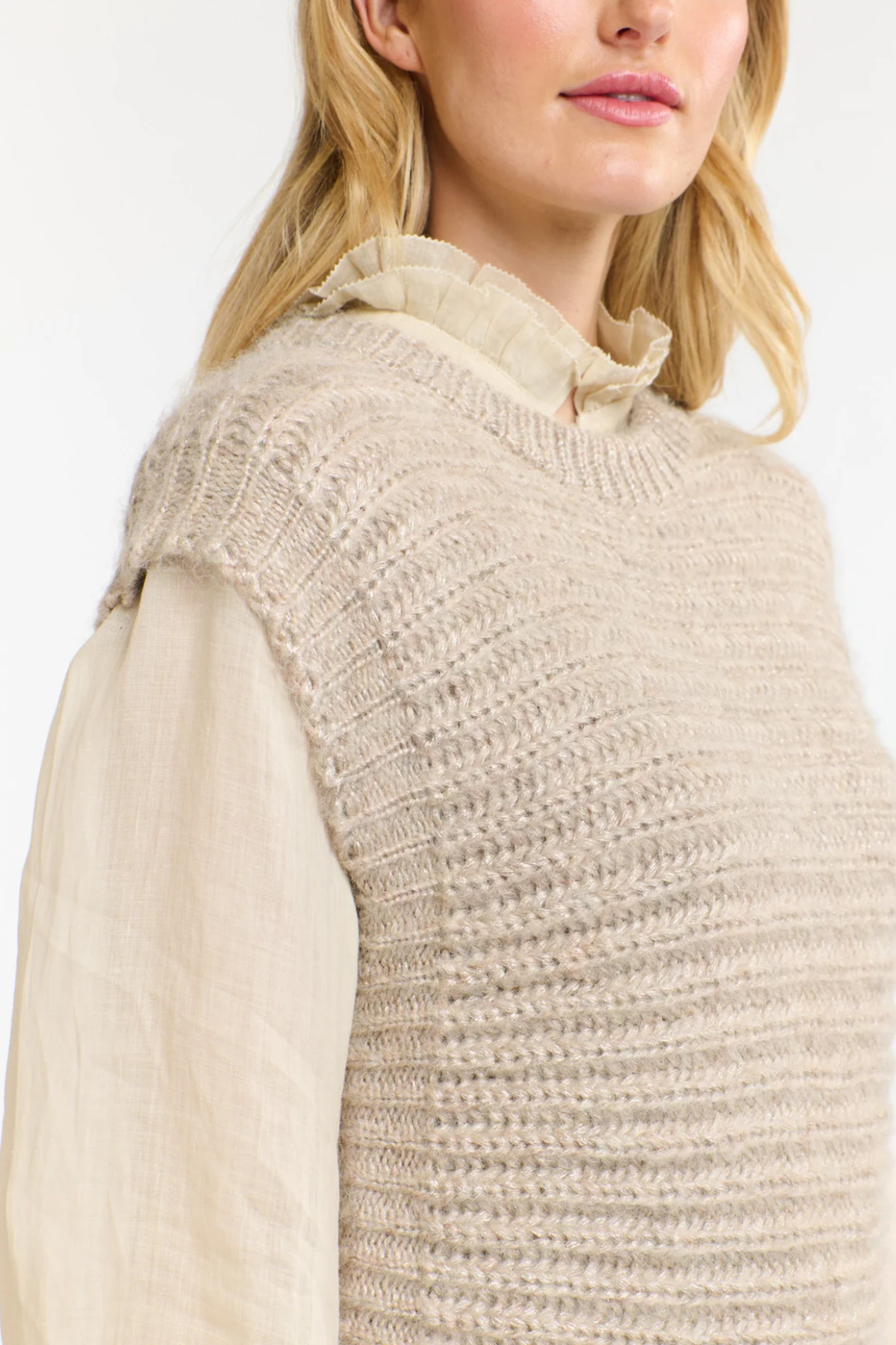 Ellis Lurex Knit Vest Champagne