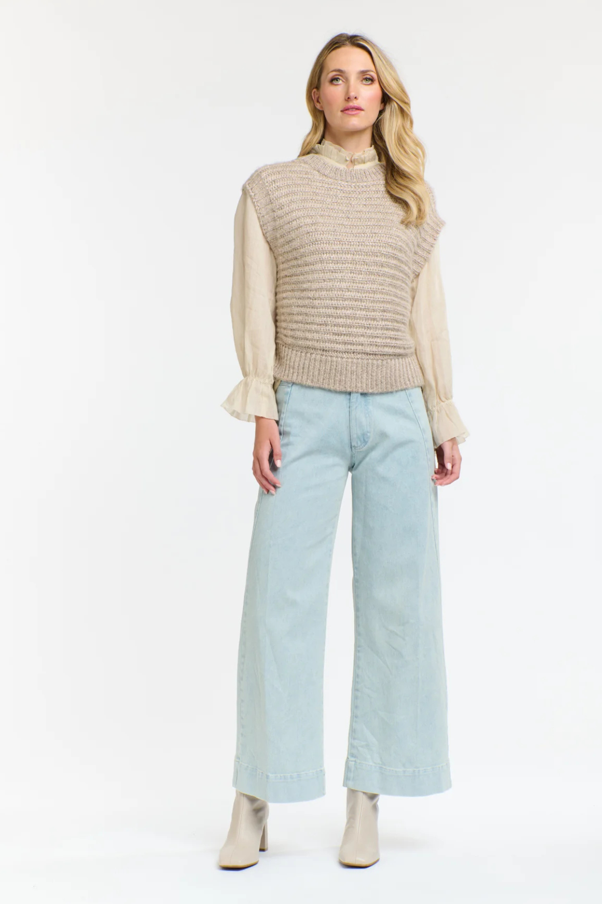 Ellis Lurex Knit Vest Champagne