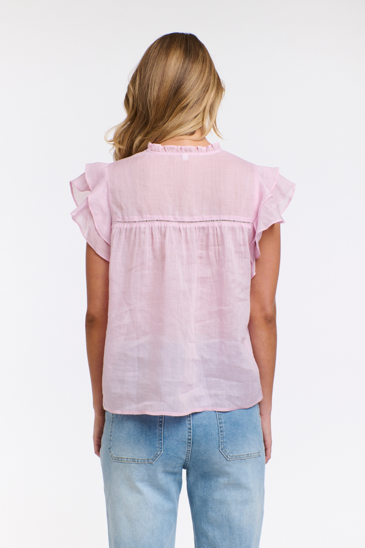 Alannah Flutter Sleeve Blouse Pink Pearl