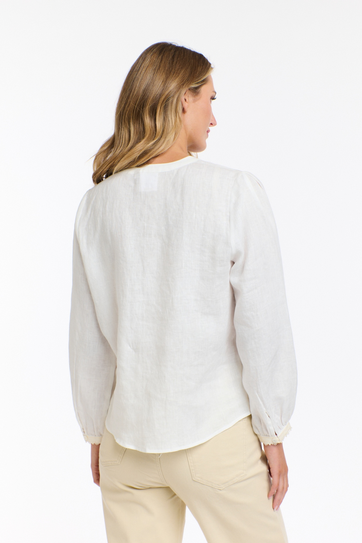 Anika Embroidered Linen Blouse White