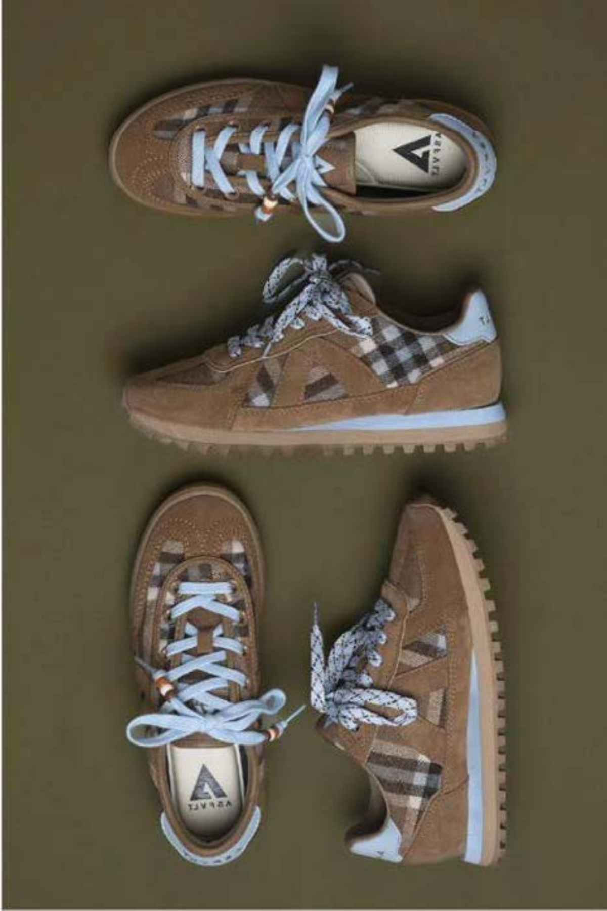 Gate Sneaker Tan Choco Blue Plaid