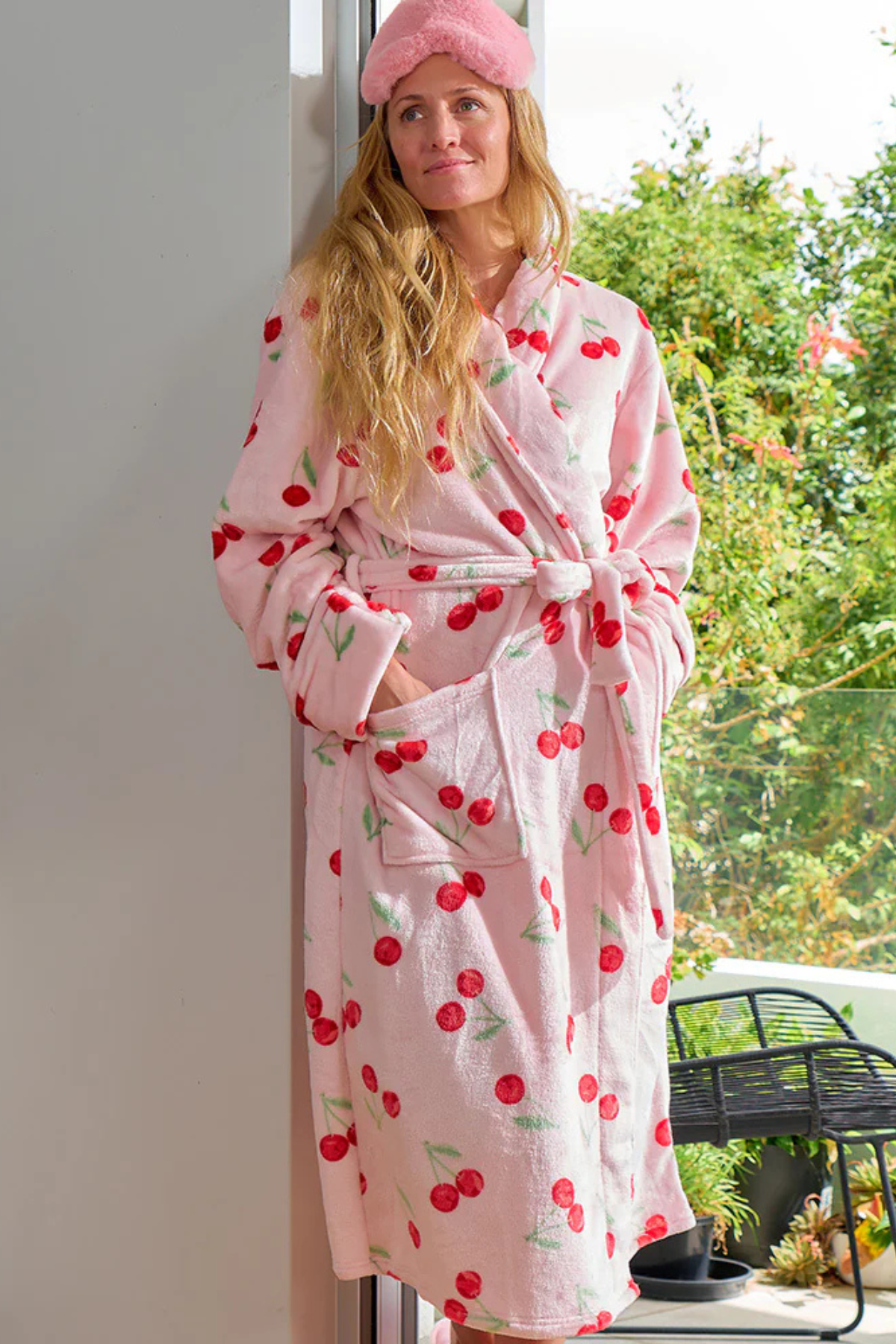 Bath Robe Cosy Luxe Velvet Cherry