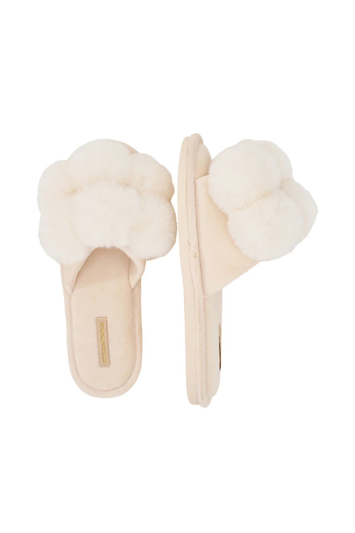 Pom Pom Slippers Cosy Luxe Ivory