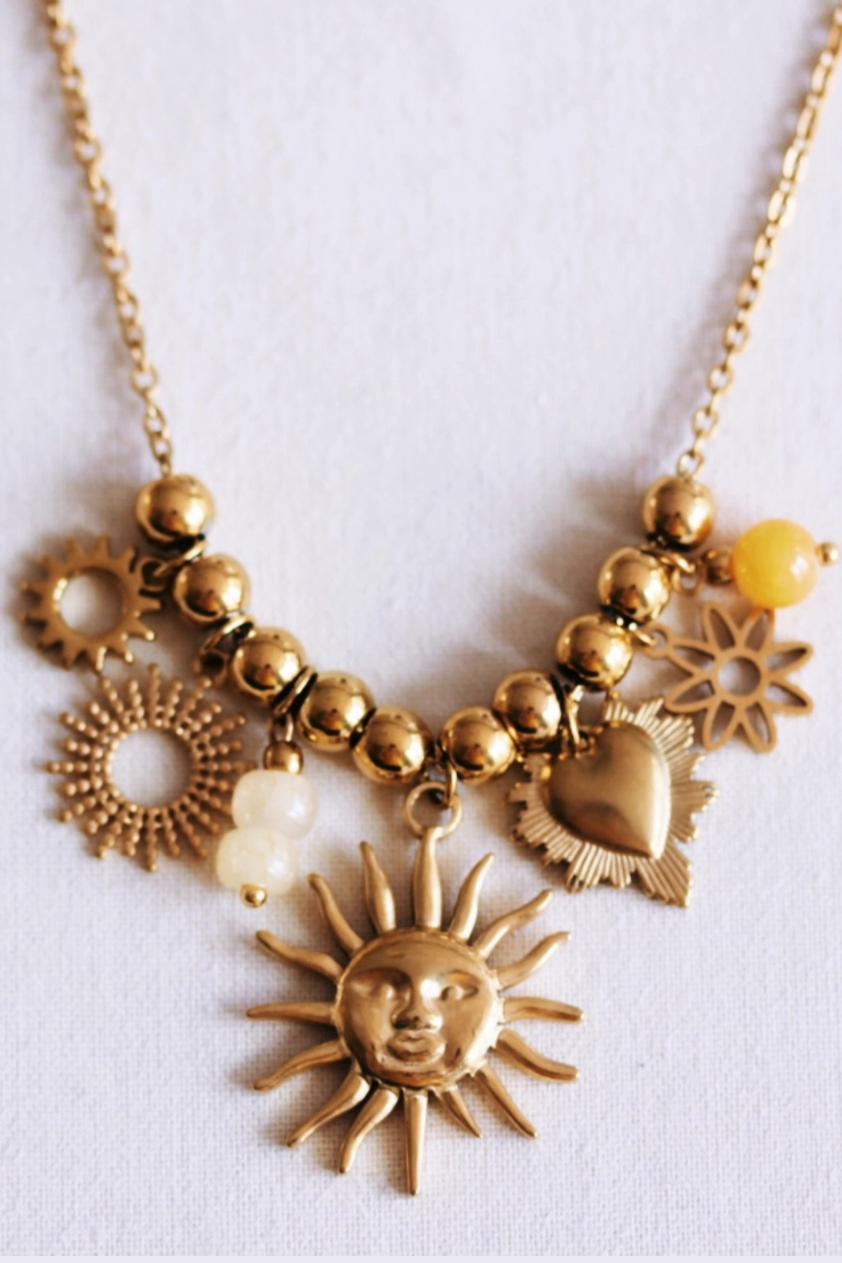 Beaded Charm Necklace Kissed By the Sun