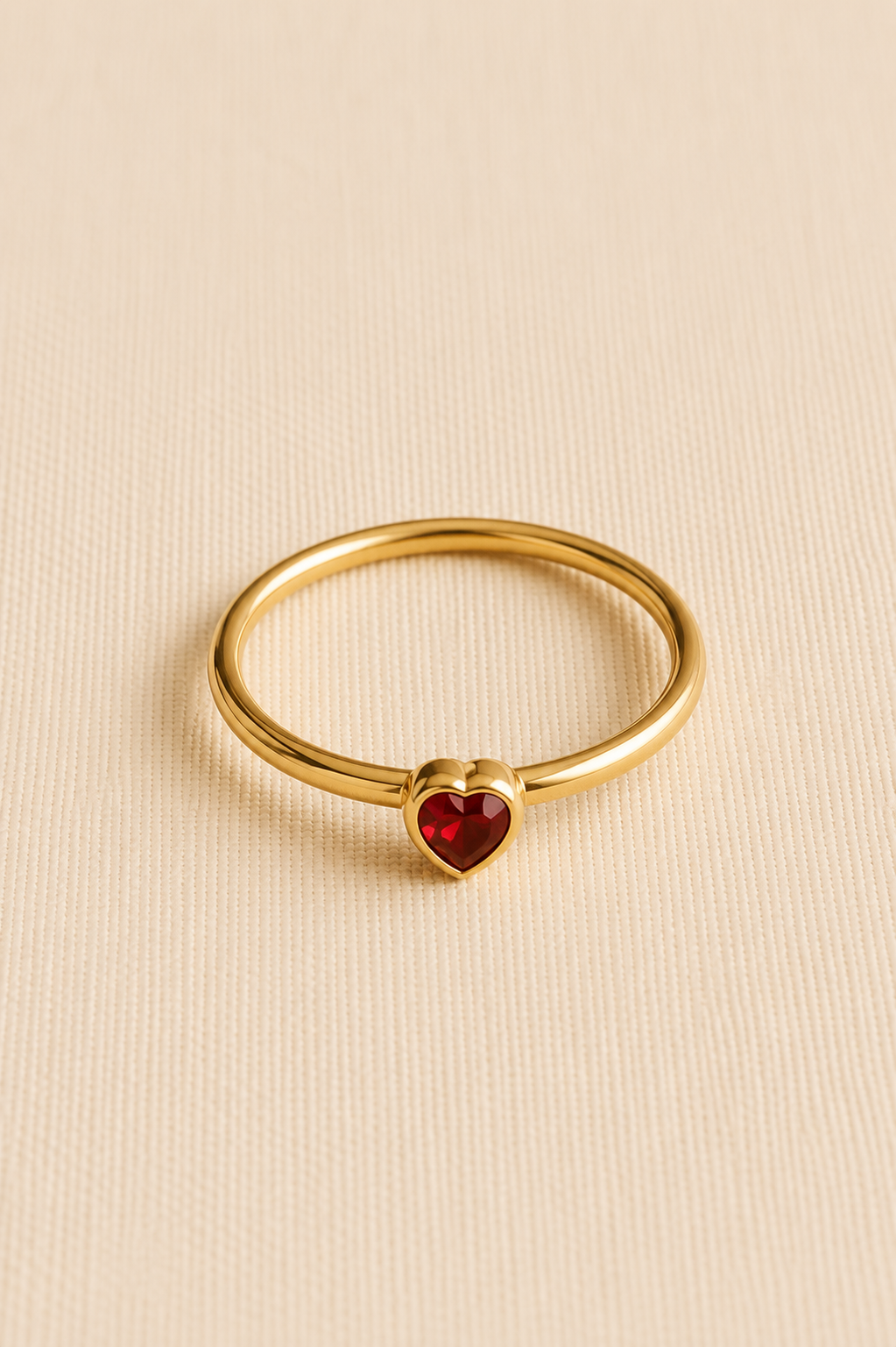 Crystal Heart Ring Red