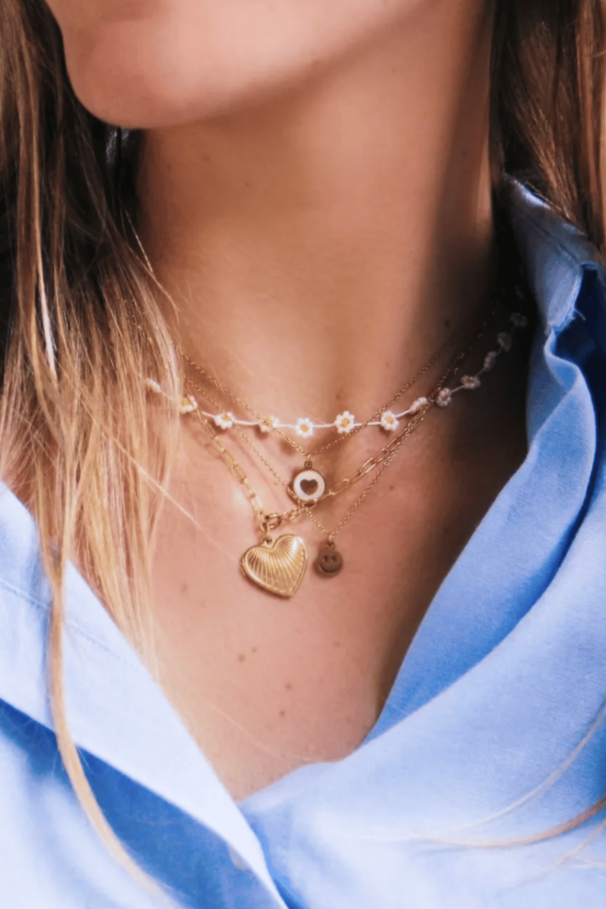 Daisy Flower Necklace White