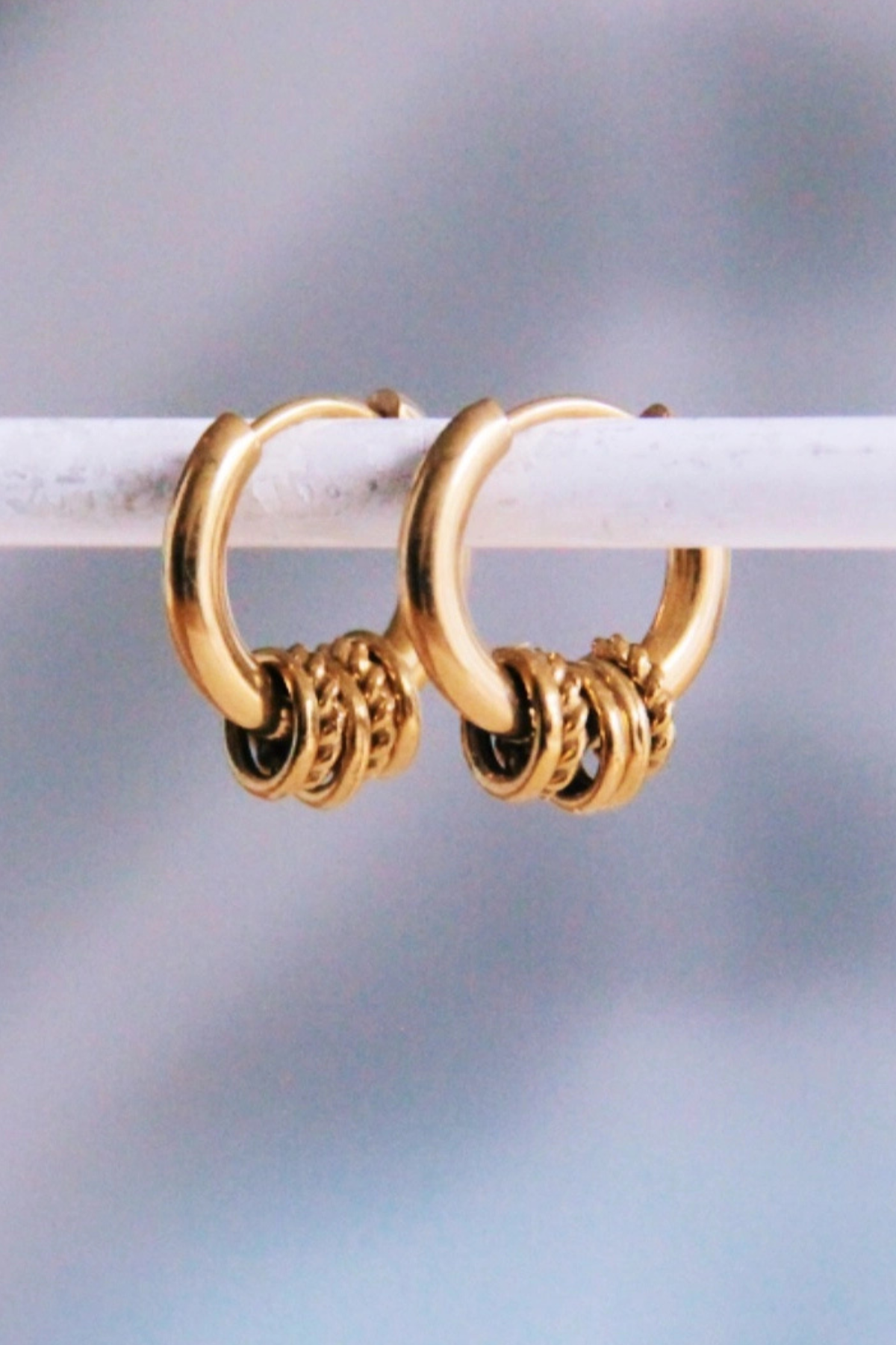 Stainless Steel Hoop Earrings Twisted Rings