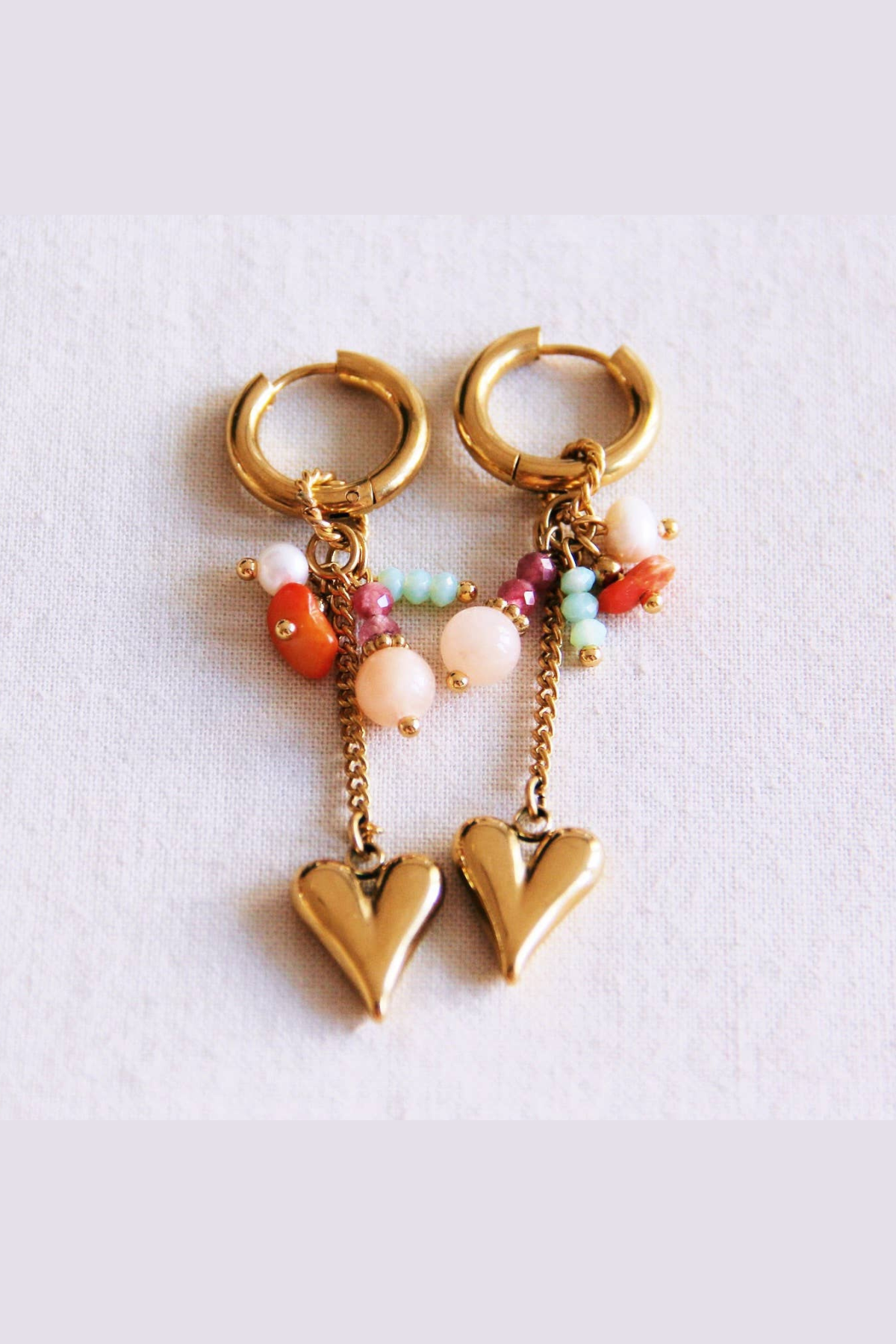 Gemstones & Heart Earring