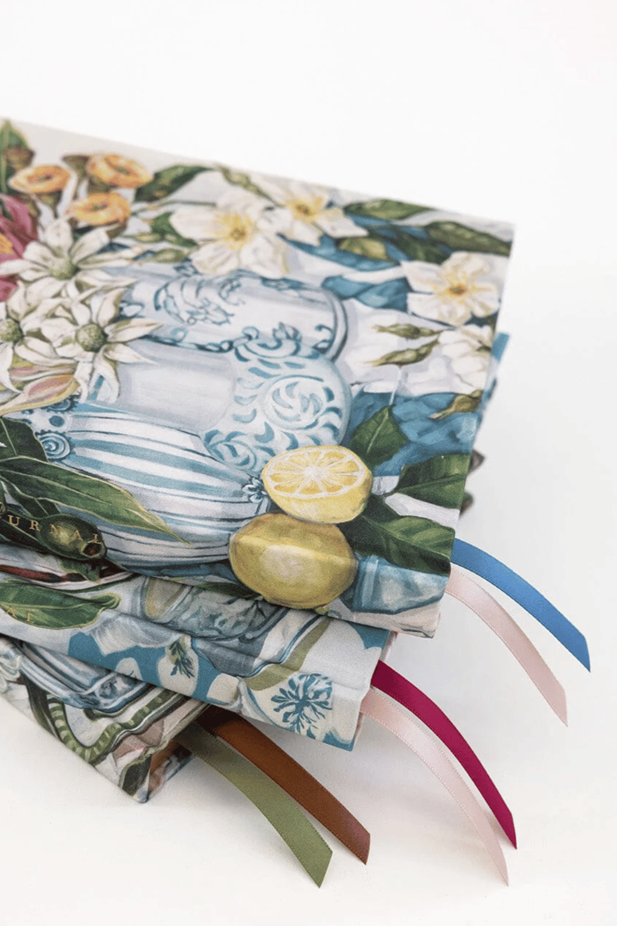 Linen Bound Journal Three Vases With Lemons