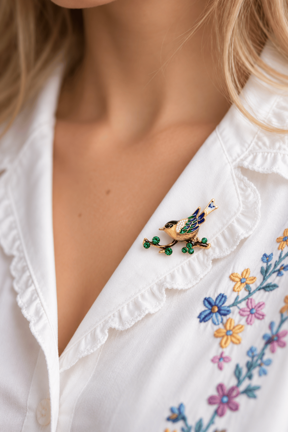 Birdie On A Branch Brooch