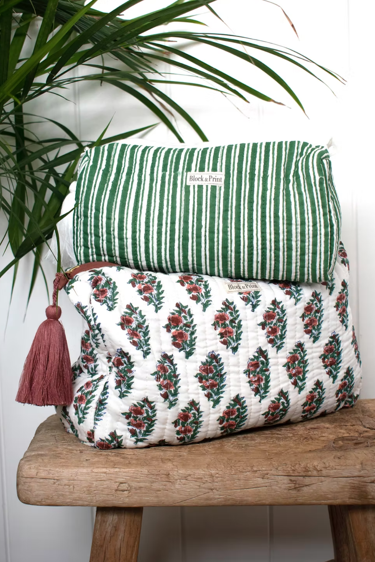 Green Stripe Make-up Bag