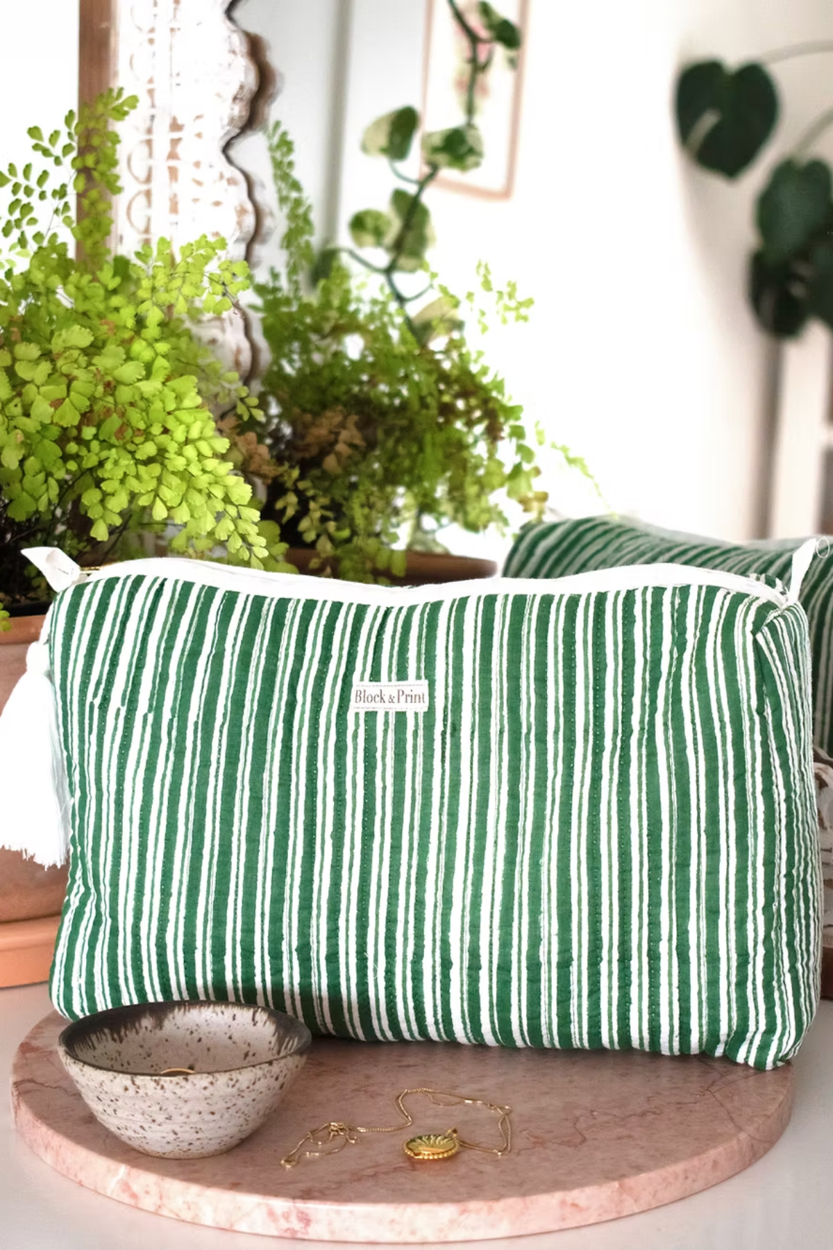 Green Stripe Toiletry Bag