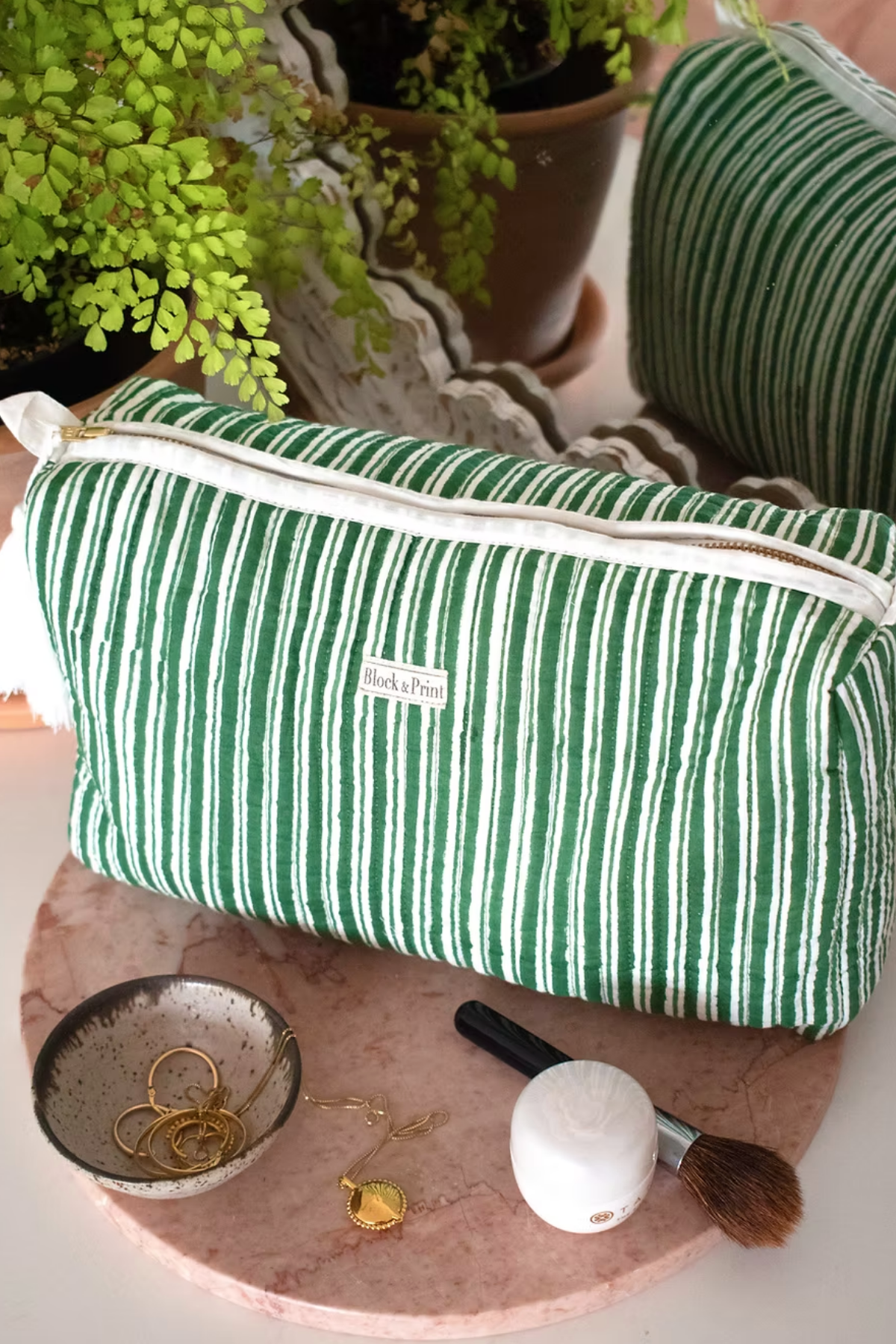 Green Stripe Toiletry Bag