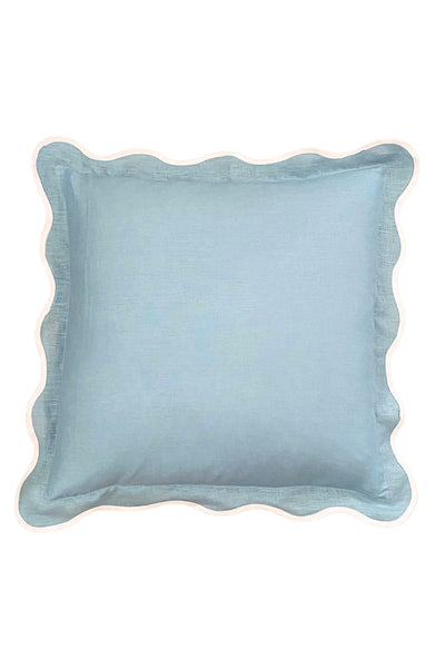 Blue Squiggle With Cream Squiggle Cushion Cover