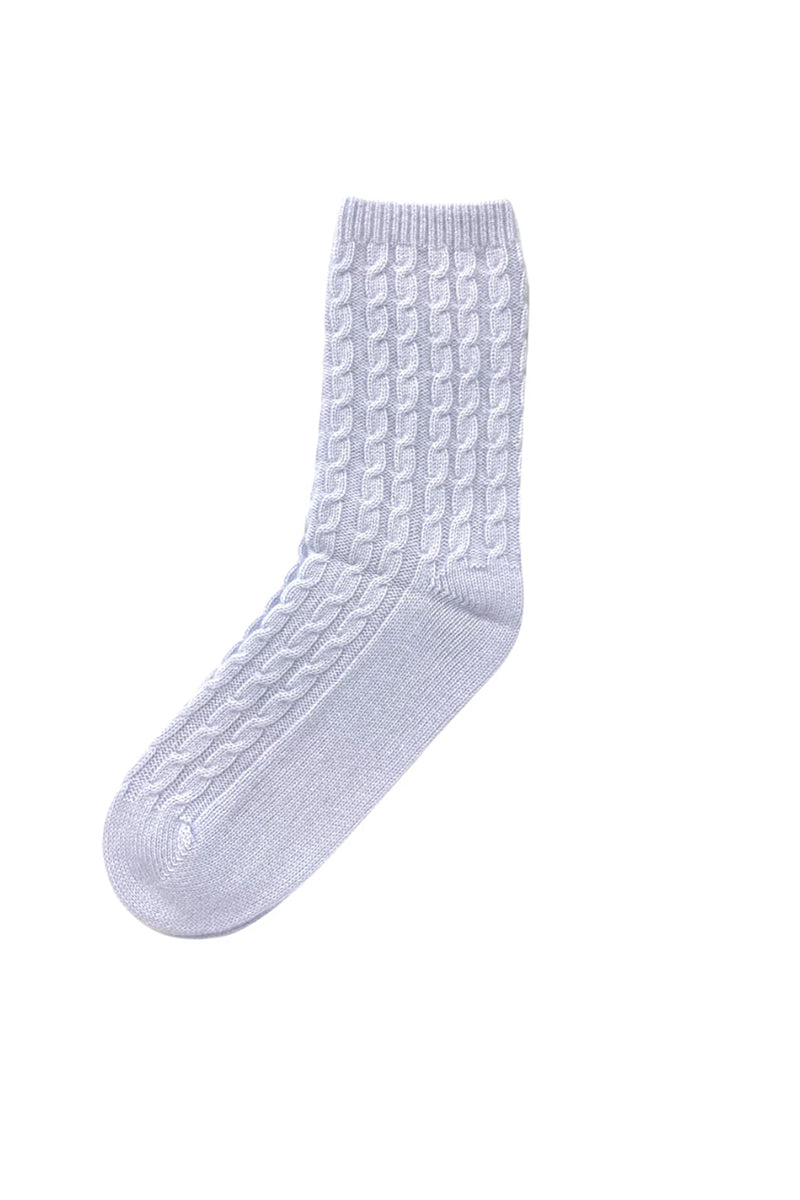 Cashmere Cable Knit Bed Socks Blue