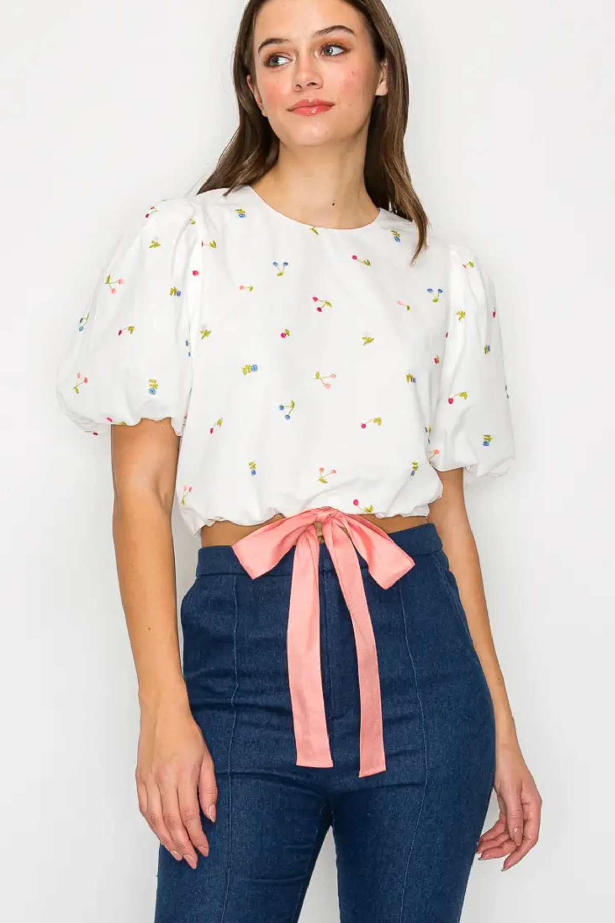 Cherry Cherry Crop Top With Bow