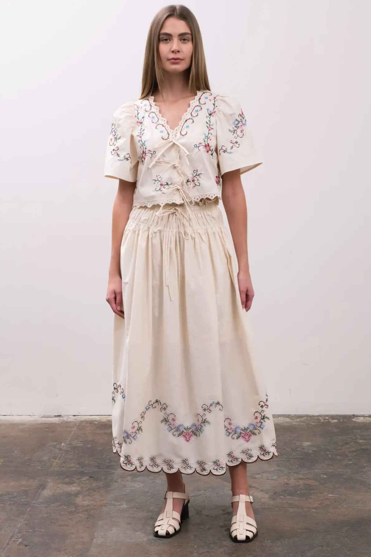 Cross Stitch Floral Blouse