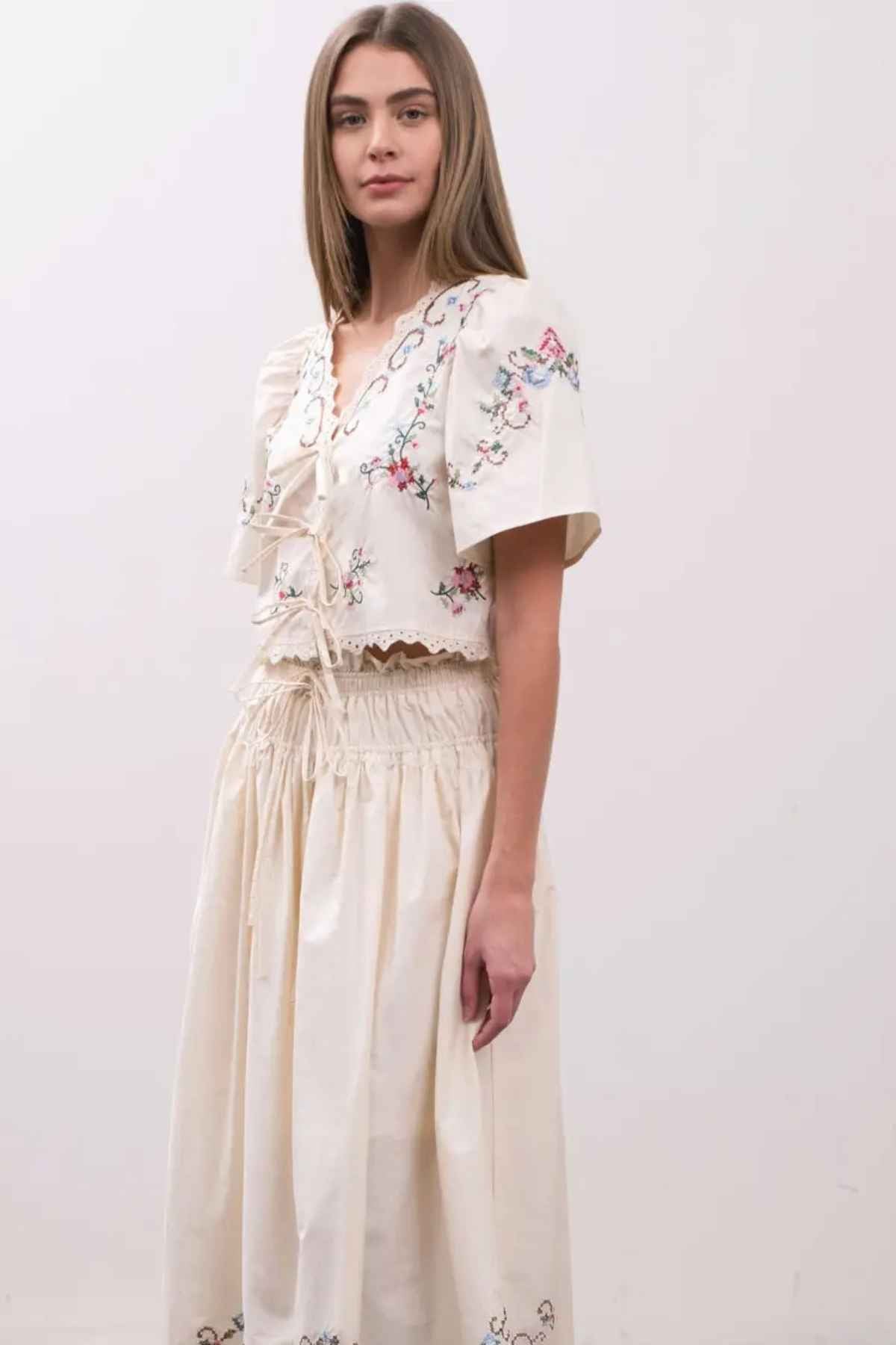 Cross Stitch Floral Blouse