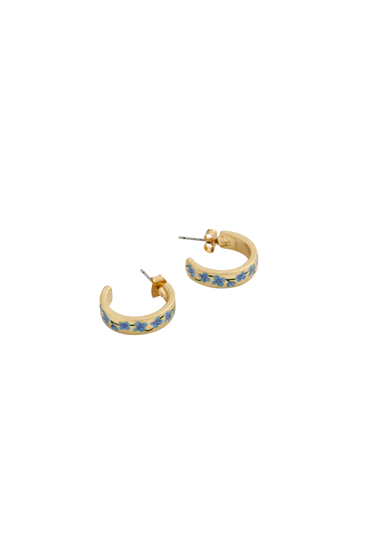 Blue Forget Me Not Hoop Earrings