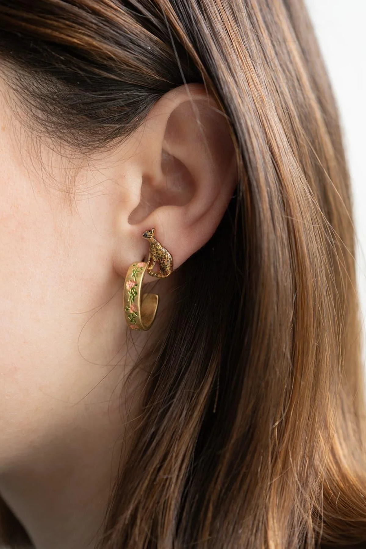 Blue Forget Me Not Hoop Earrings