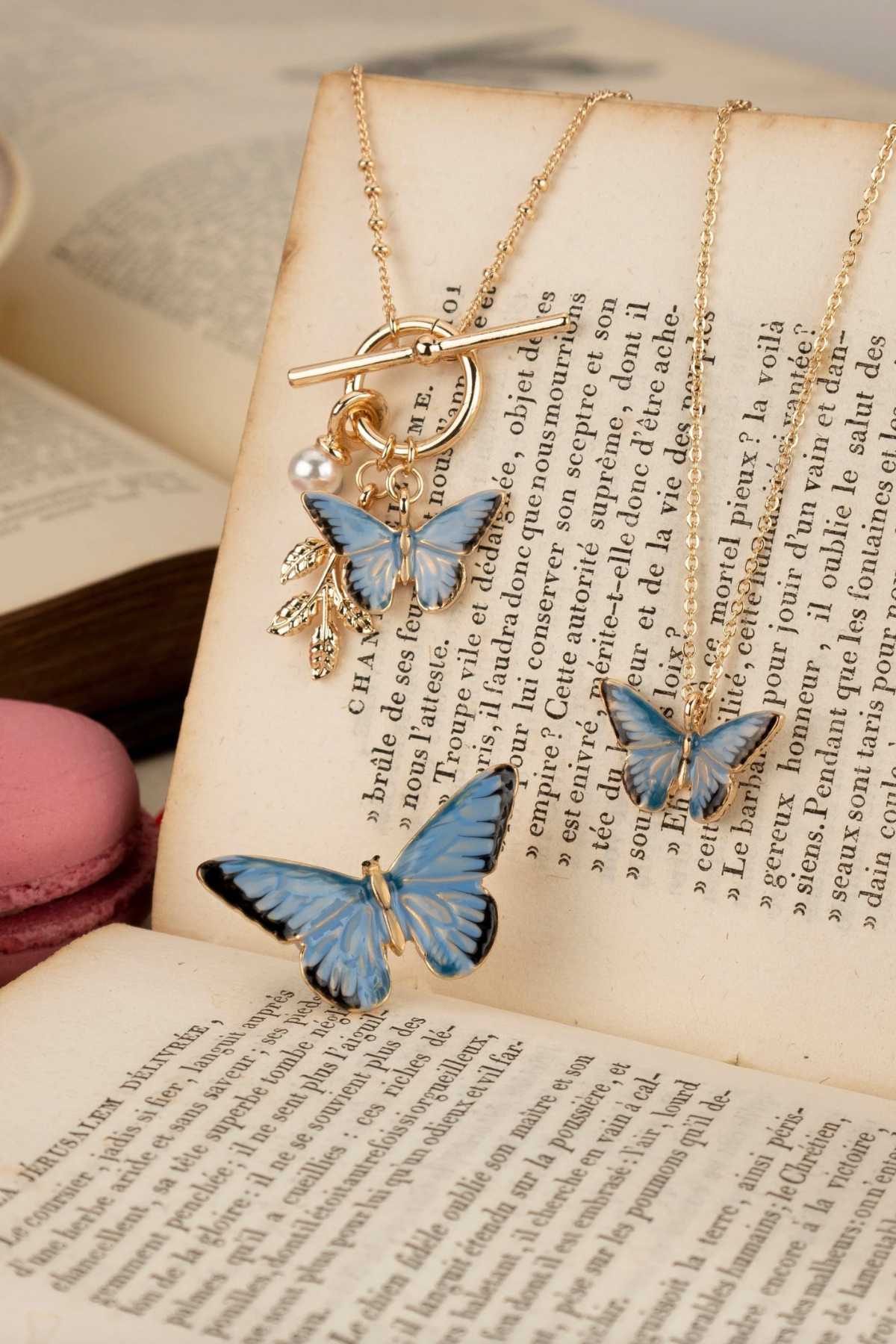 Enamel Blue Butterfly Short Necklace