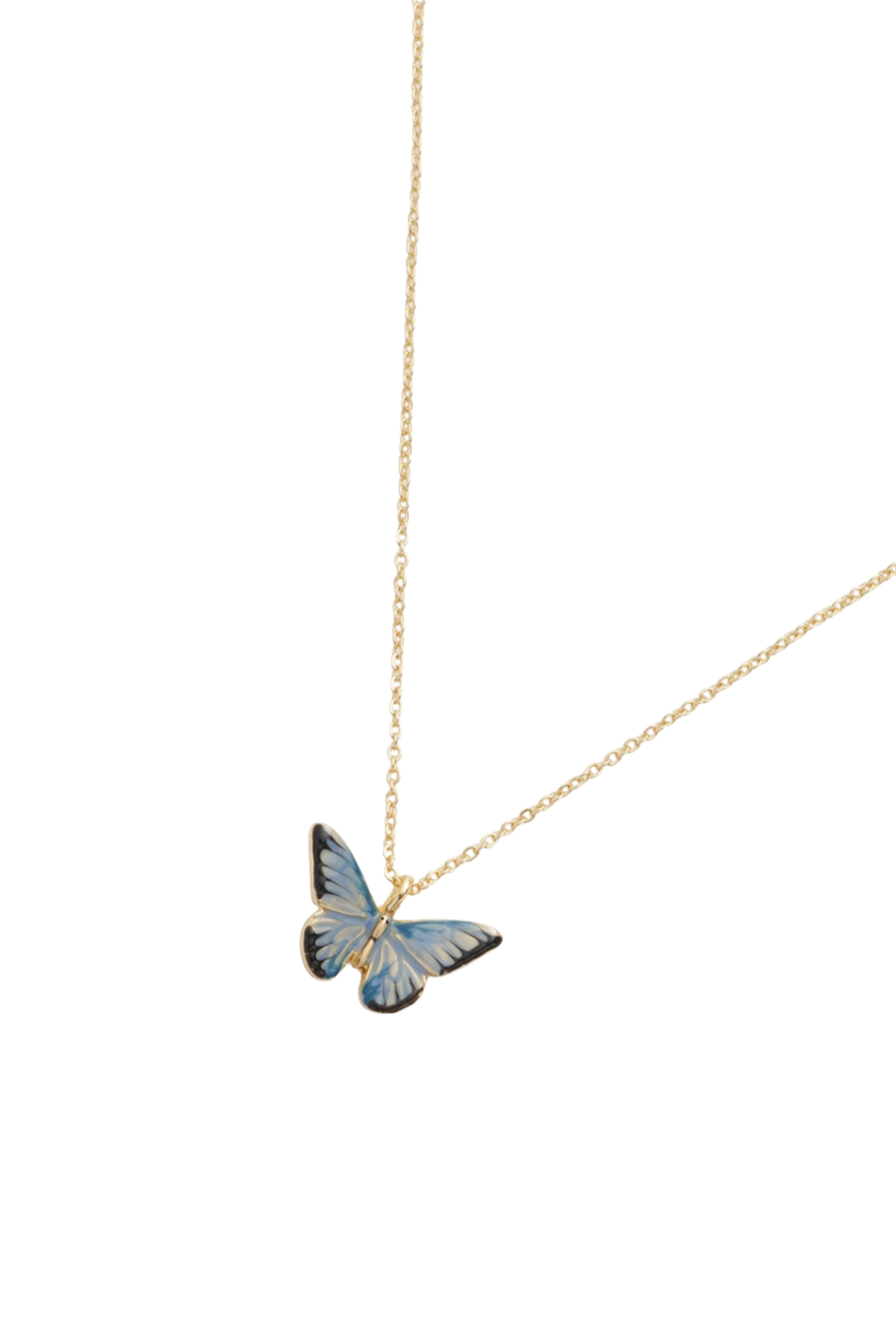 Enamel Blue Butterfly Short Necklace
