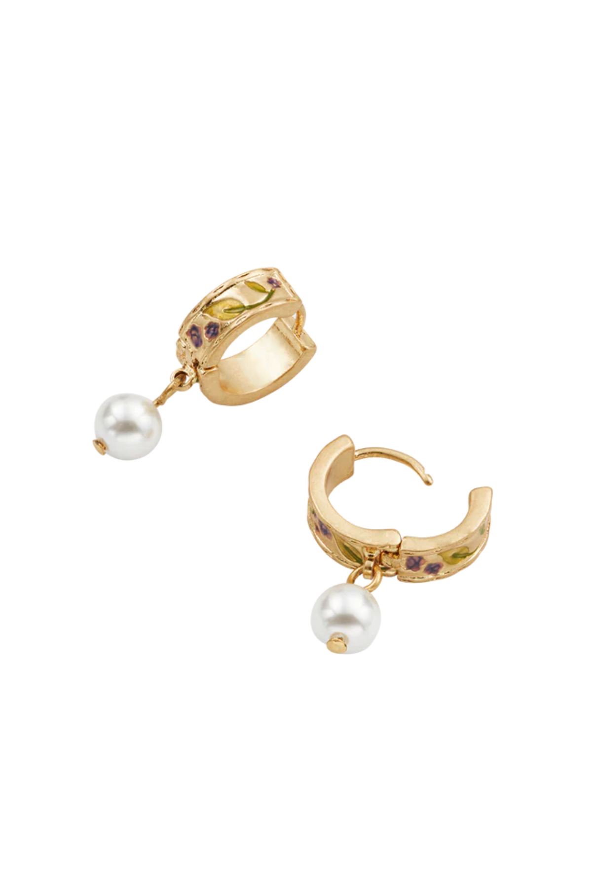 Blackberry Bramble Pearl Drop Gold Earrings