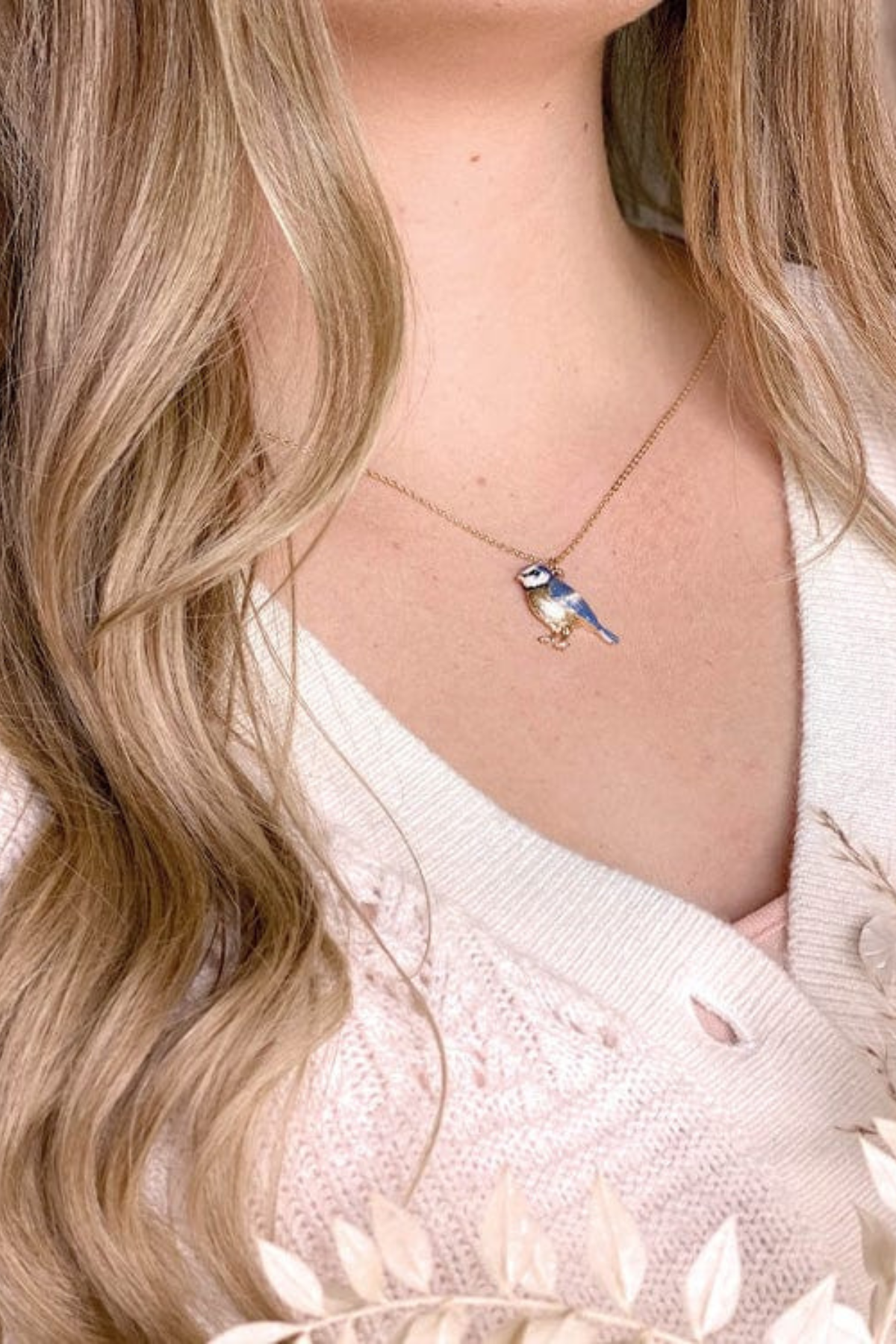 Enamel Blue Tit Short Necklace