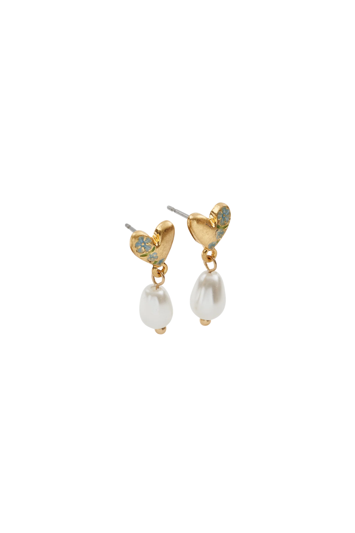 Forget Me Not Heart & Pearl Earring