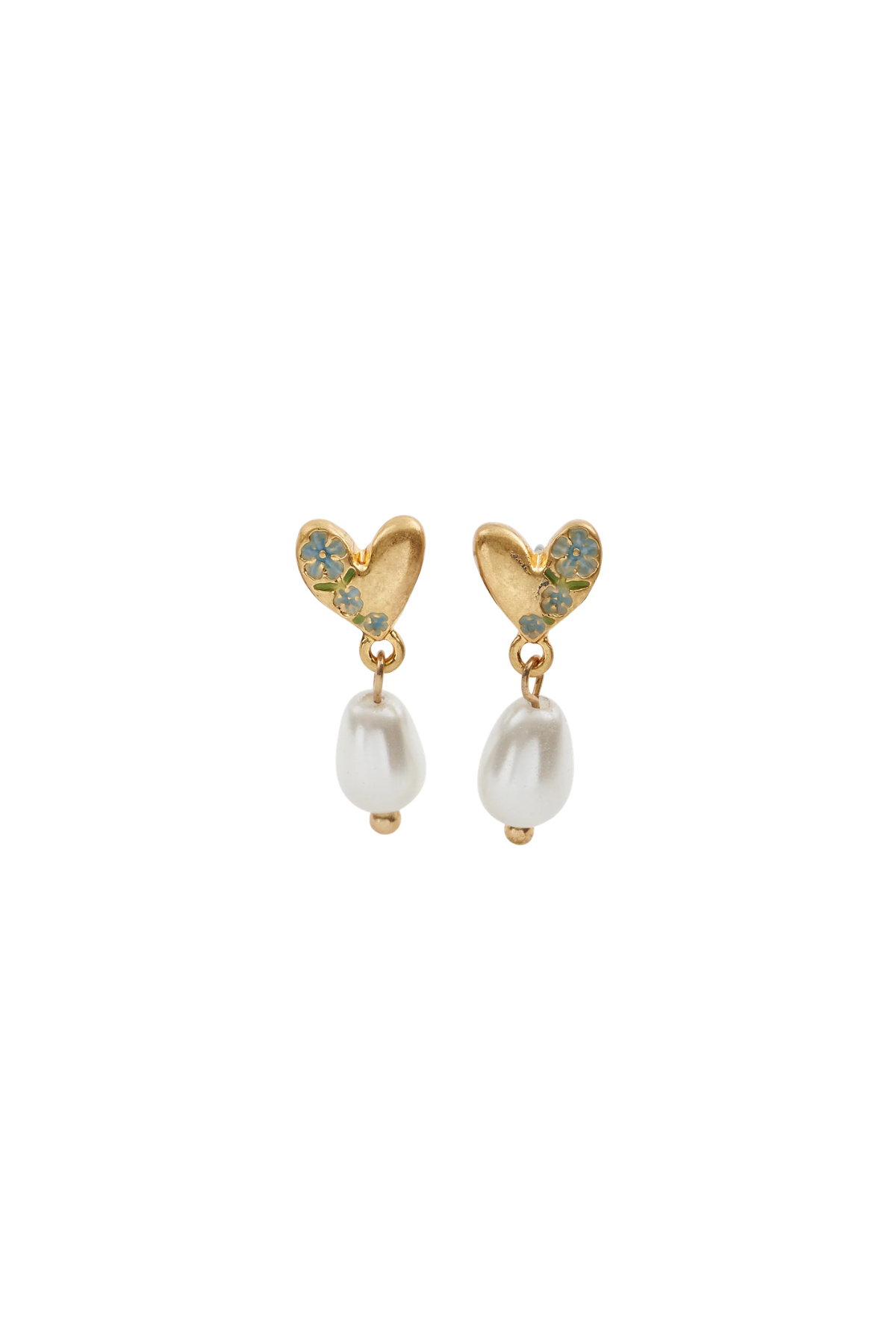 Forget Me Not Heart & Pearl Earring