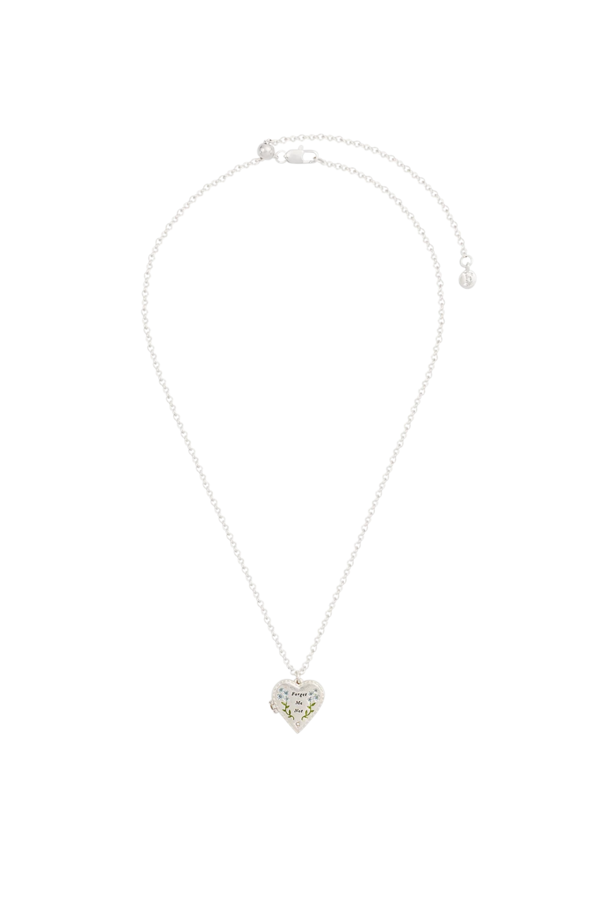 Forget Me Not Locket Necklace Silver