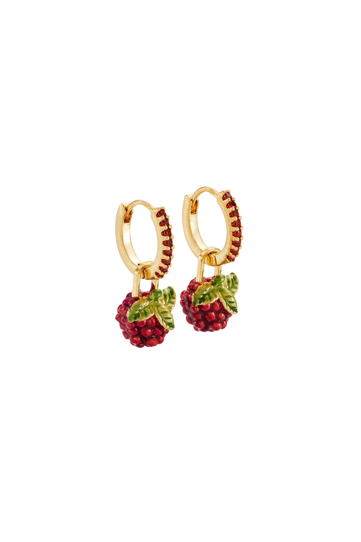 Orla Raspberry Huggie Earrings Gold