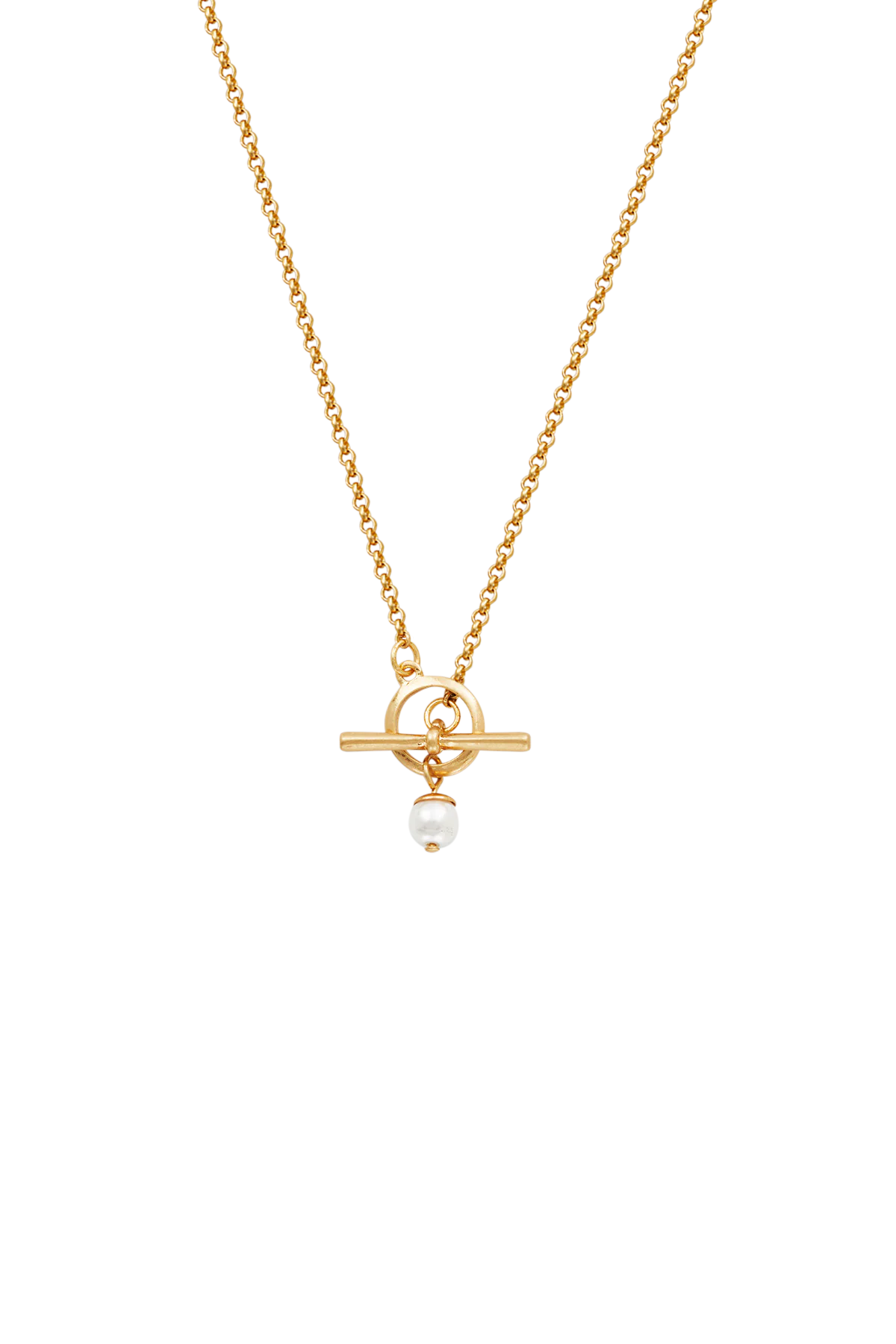 Pansy Pearl Gold Toggle Necklace