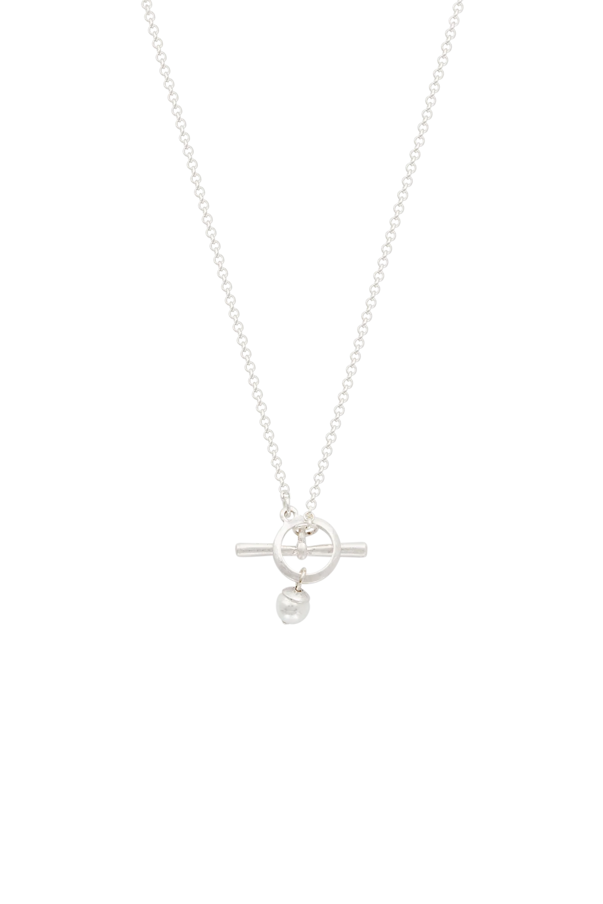 Pansy Pearl Silver Toggle Necklace