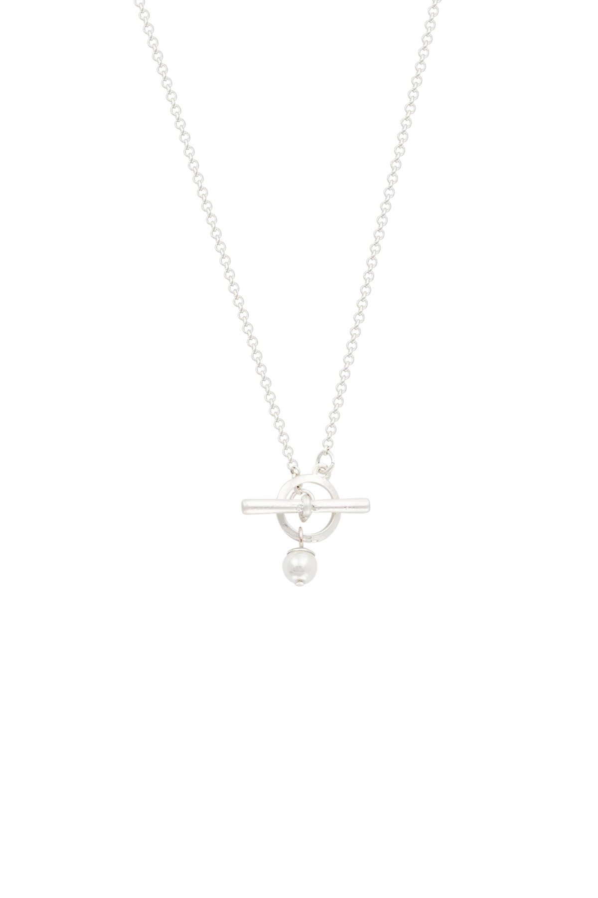Pansy Pearl Silver Toggle Necklace