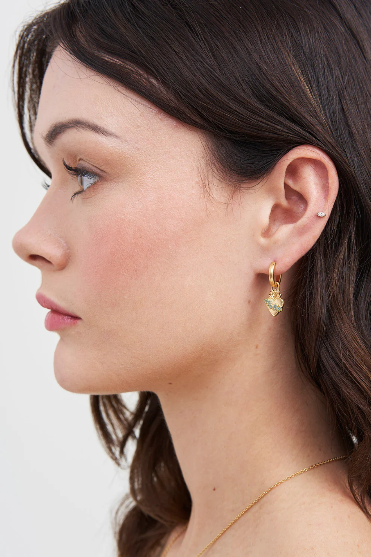 Sacred Heart Huggie Earrings