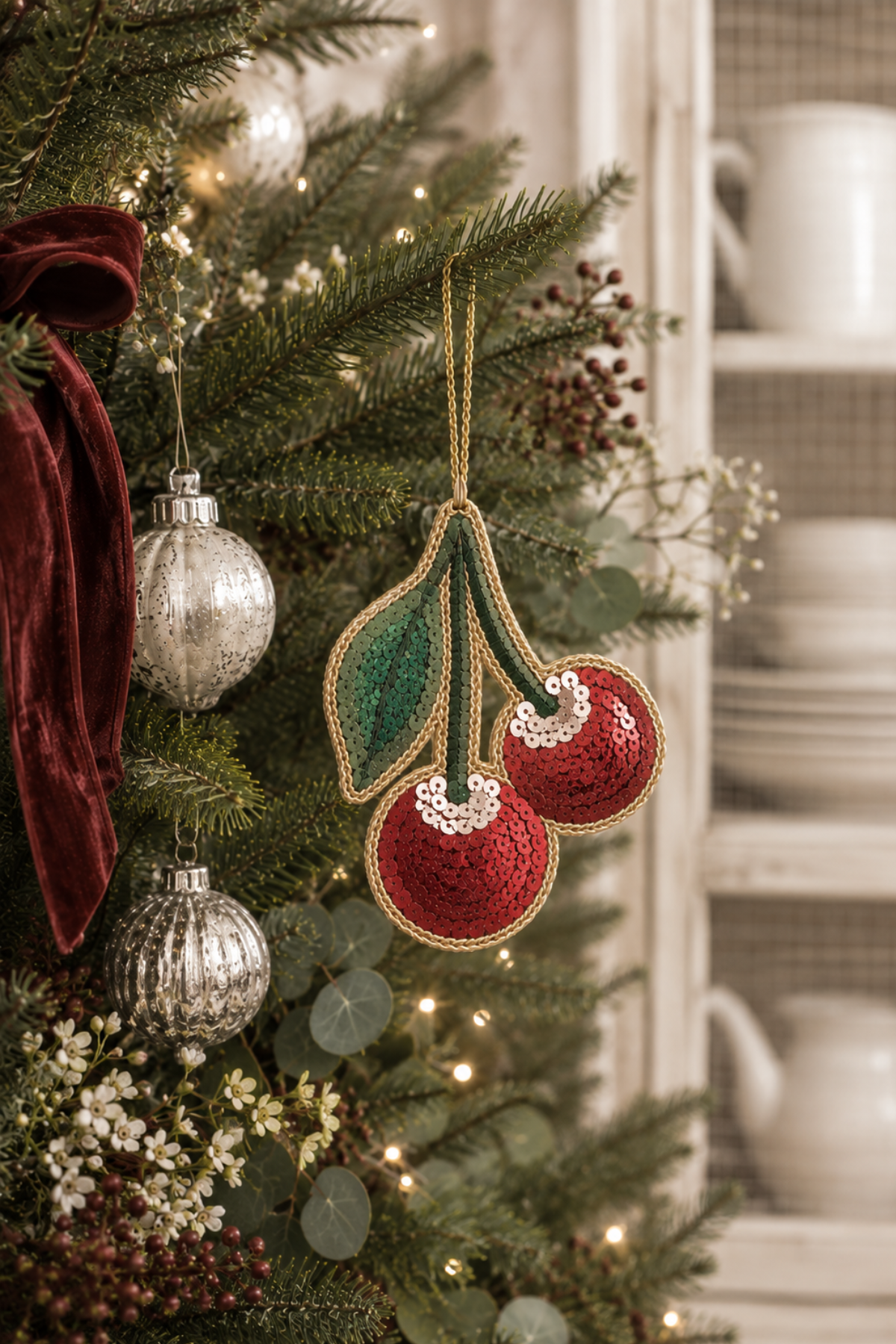 Cherry-licious Sequin Tree Decoration
