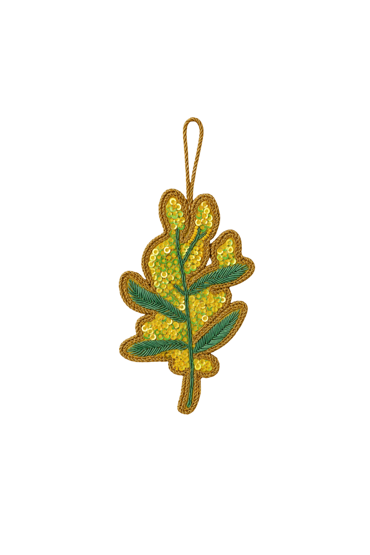 Golden Wattle Sequin Tree Decoration