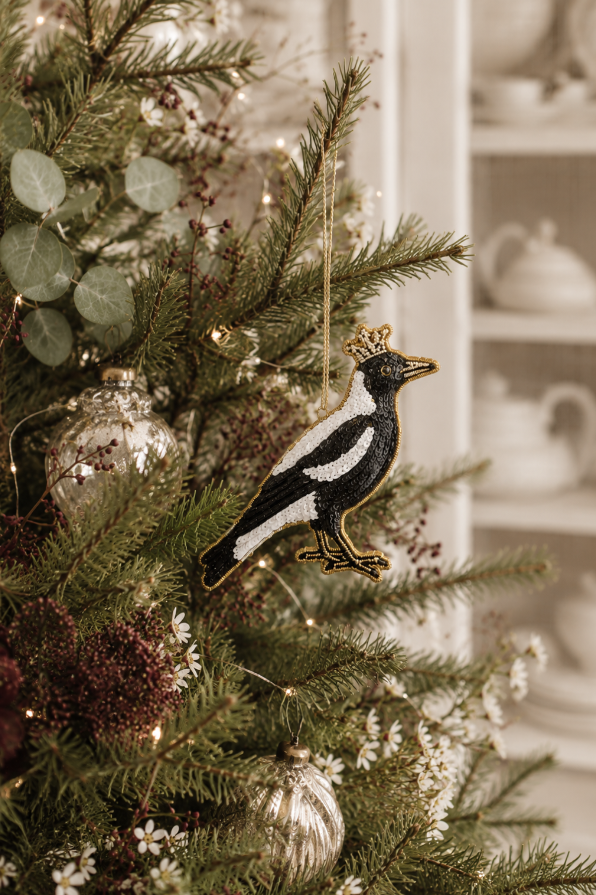 Magpie Sequin Tree Decoration