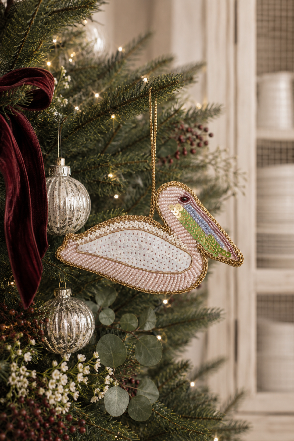 Pelican Sequin Tree Decoration