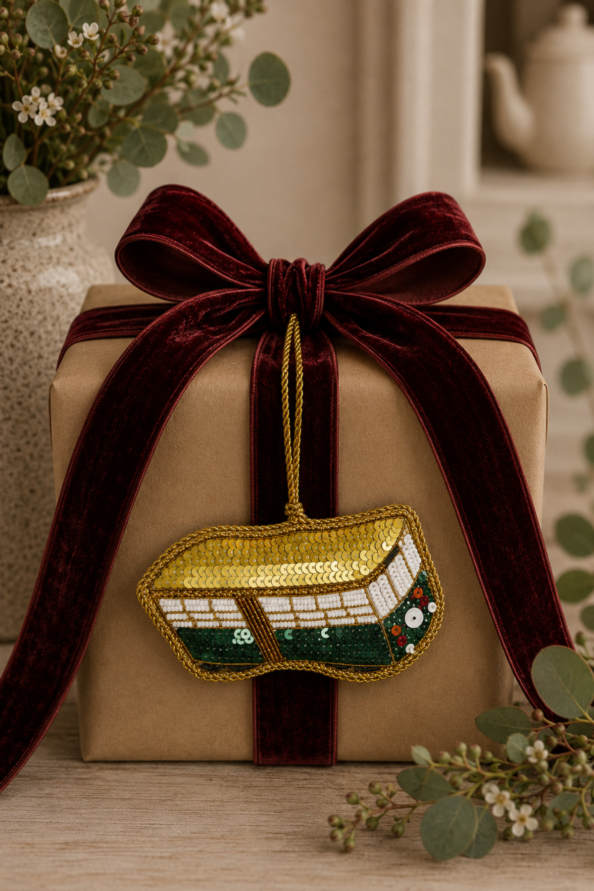 Tram Travel Sequin Tree Decoration