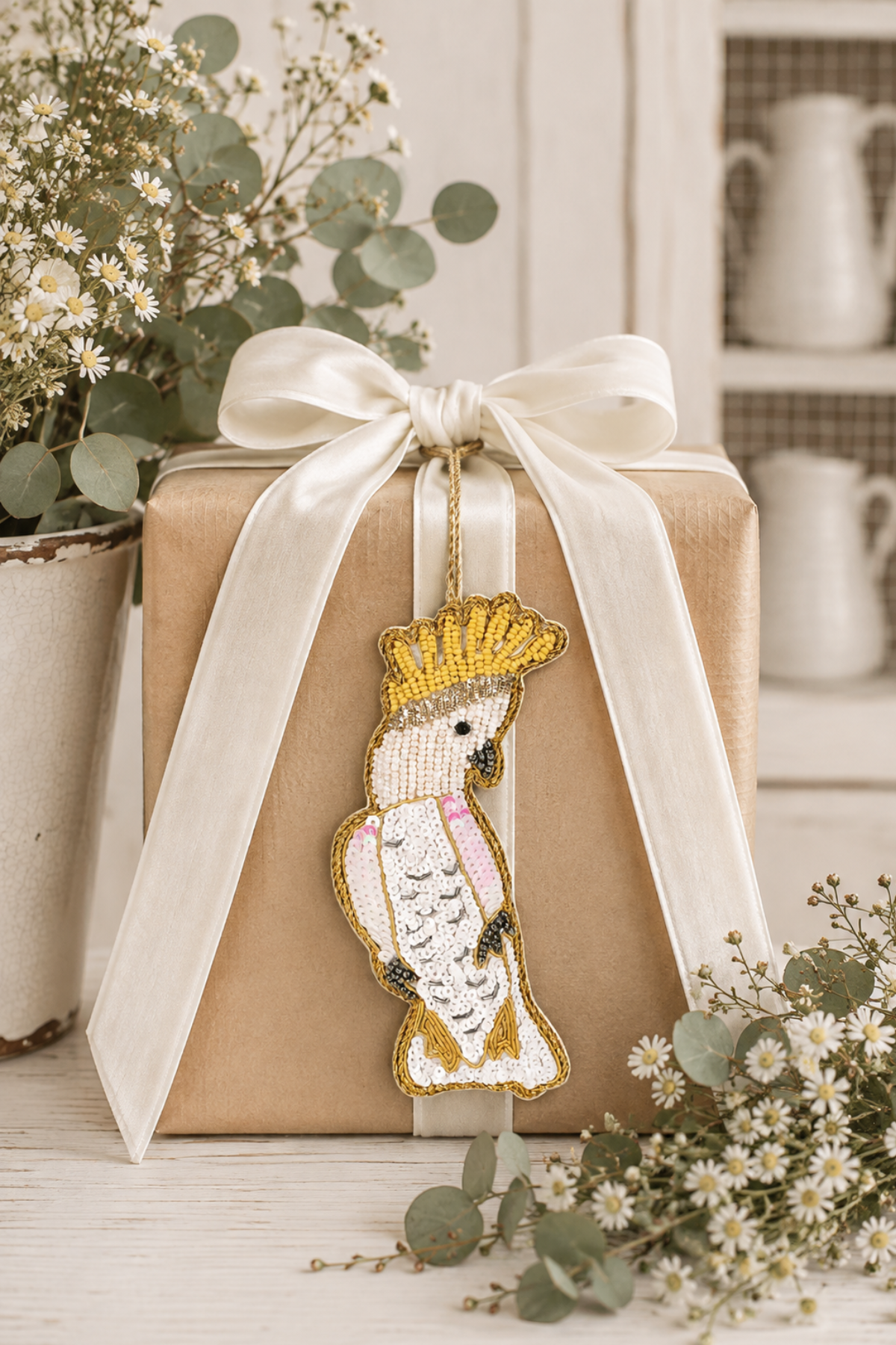 Yellow Crested Cockatoo Sequin Tree Decoration