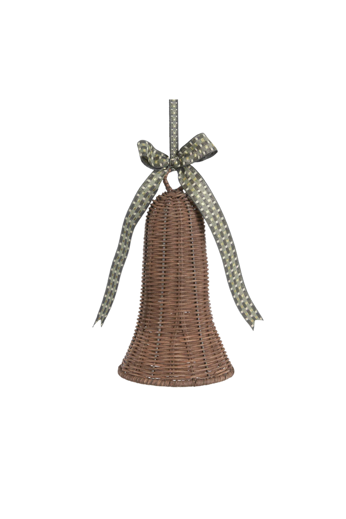 Rattan Bell Ornament Chocolate Brown